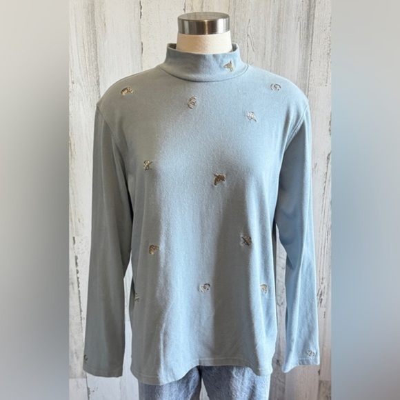 Vintage Equestrian Embroidered Mock Neck Top Large horse - Picture 7 of 7